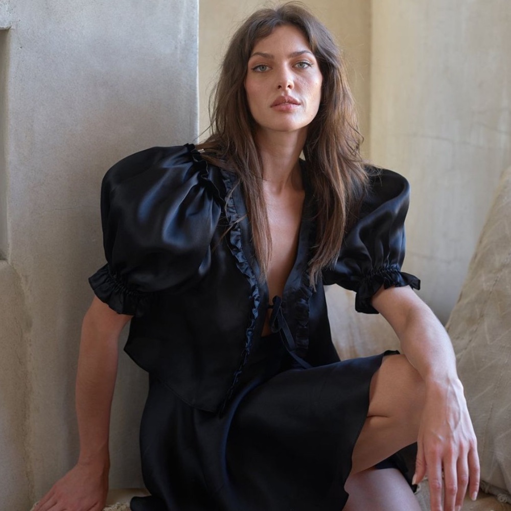 NWT Selkie The Babydoll Blouse in black size xs